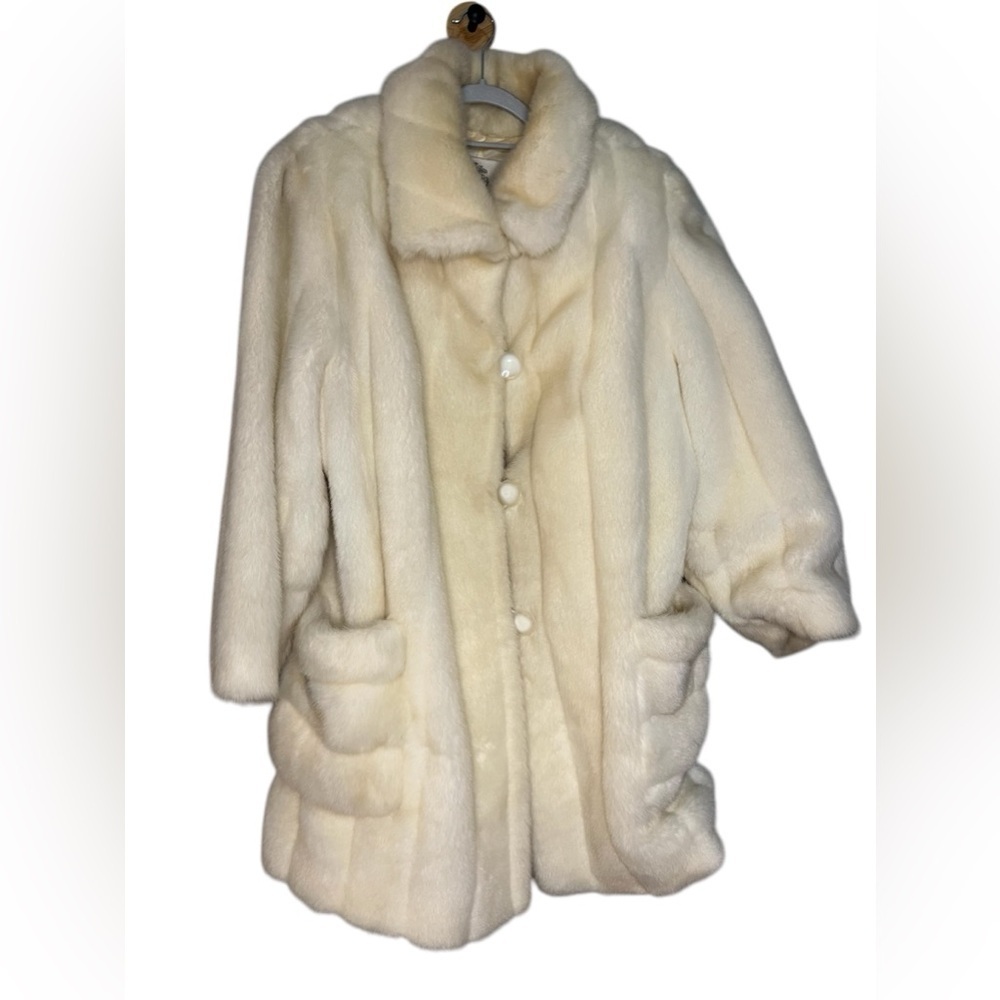 Vintage Oleg Cassini Fur Faux Mink Coat 1950s Rare‎
